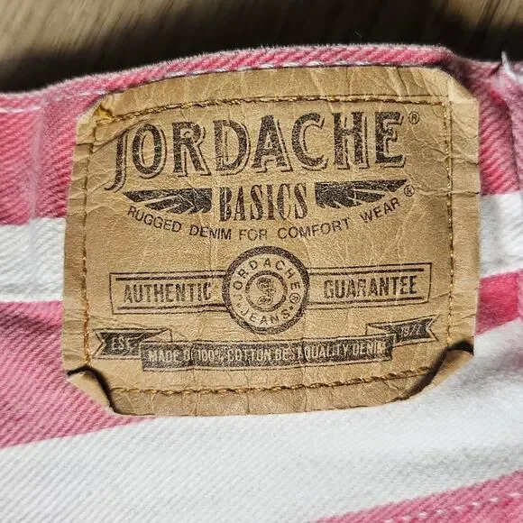 Vintage High Waist pink white stripe Jordache denim jean shorts jorts - Picture 4 of 4